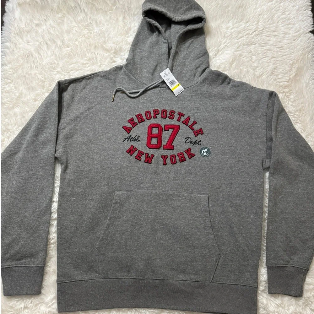 Aeropostale 87 Hoodie M NWT Gray Varsity Collegiate Y2K Back to School